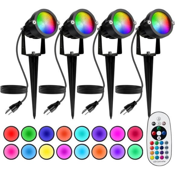 Spotlight Outdoor: 12W RGBW LED Spot Lights Outdoor with 16 Color Changing